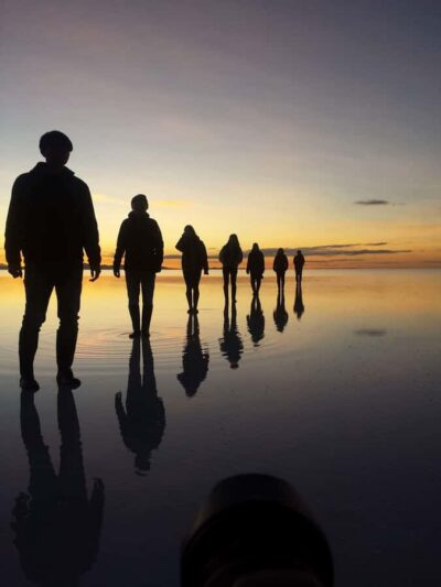 starlights and sunrise in Uyuni salt flat