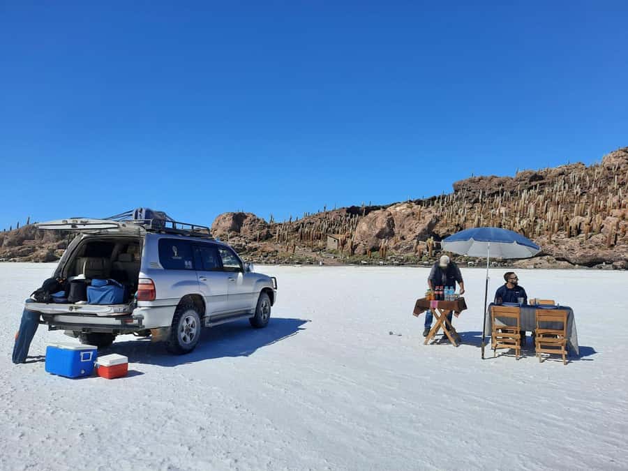Uyuni tour express from La Paz by bus - Colchani and the working side of the salt